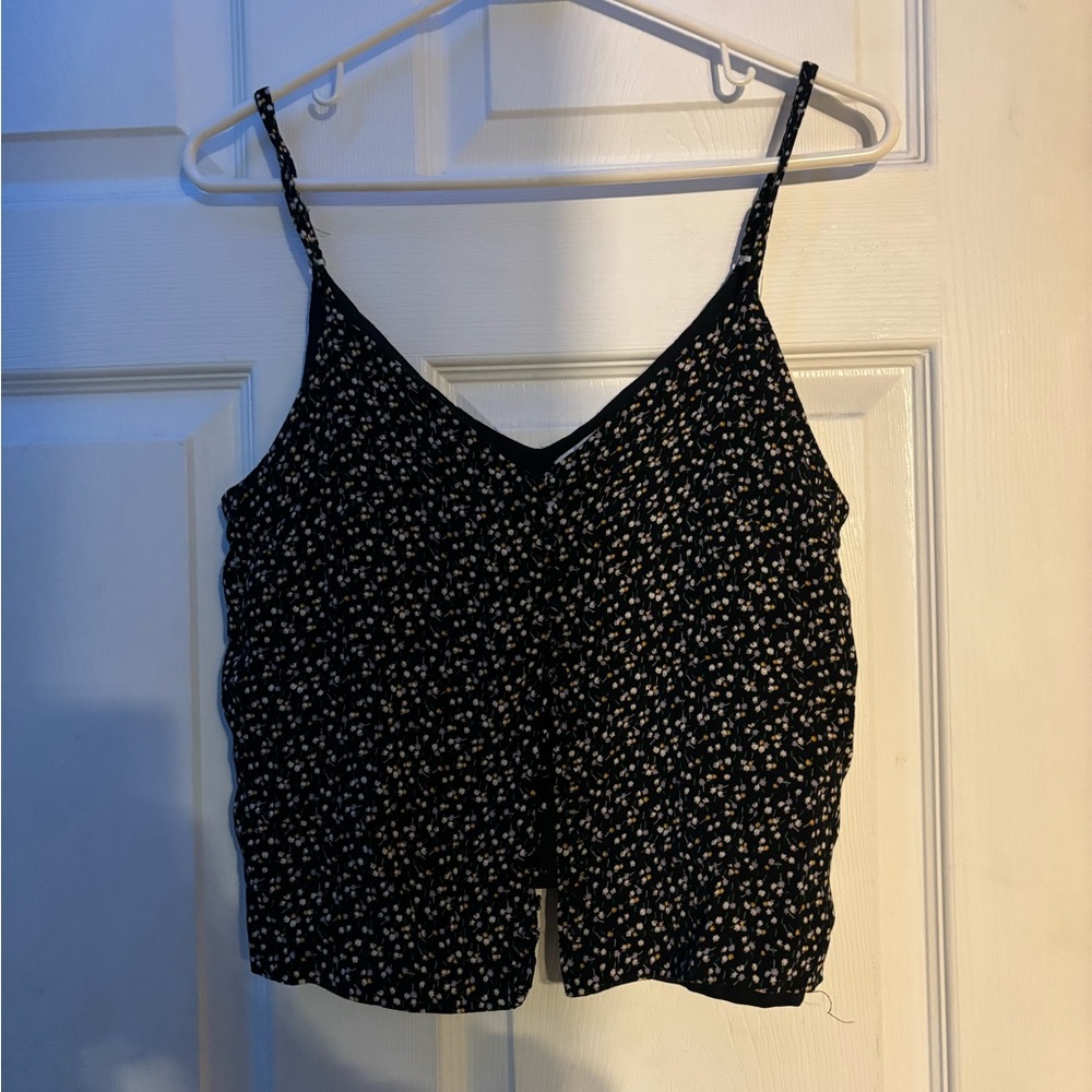 Button down flower tank top